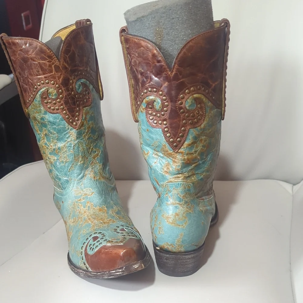 Brown and Blue Western Boots - Picture 4 of 6